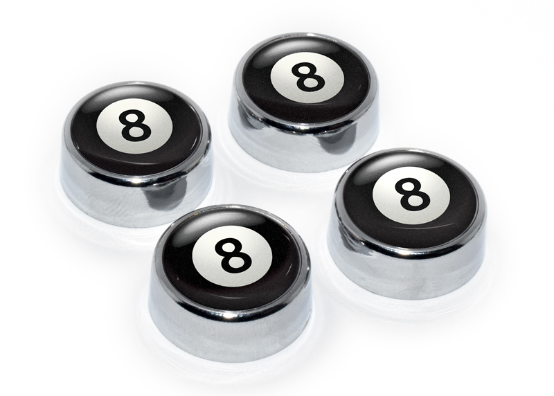 Valve Caps Eight Ball, chrome, Valvecaps
