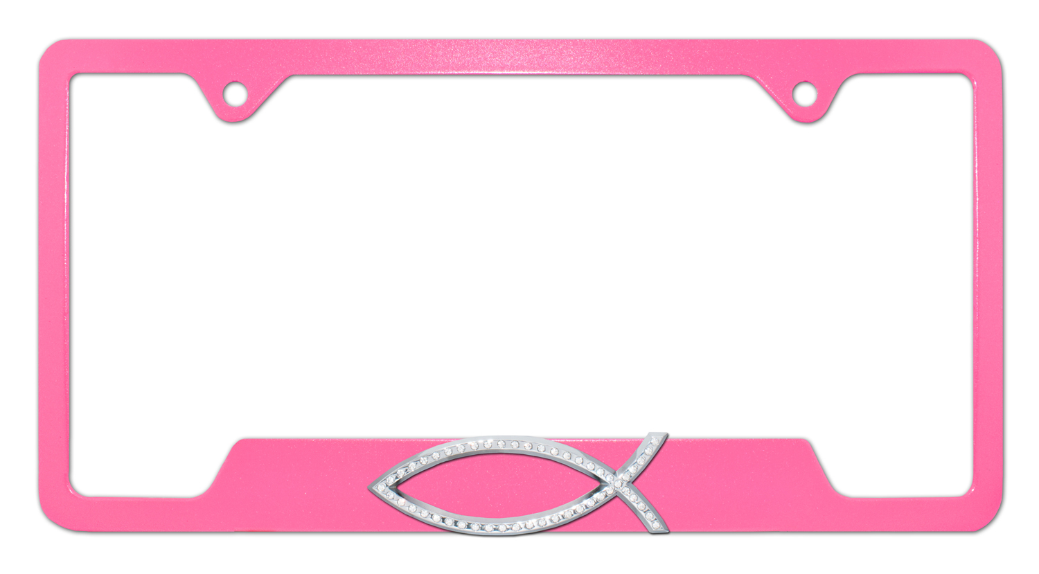 Christian Fish Pink Open License Plate Frame