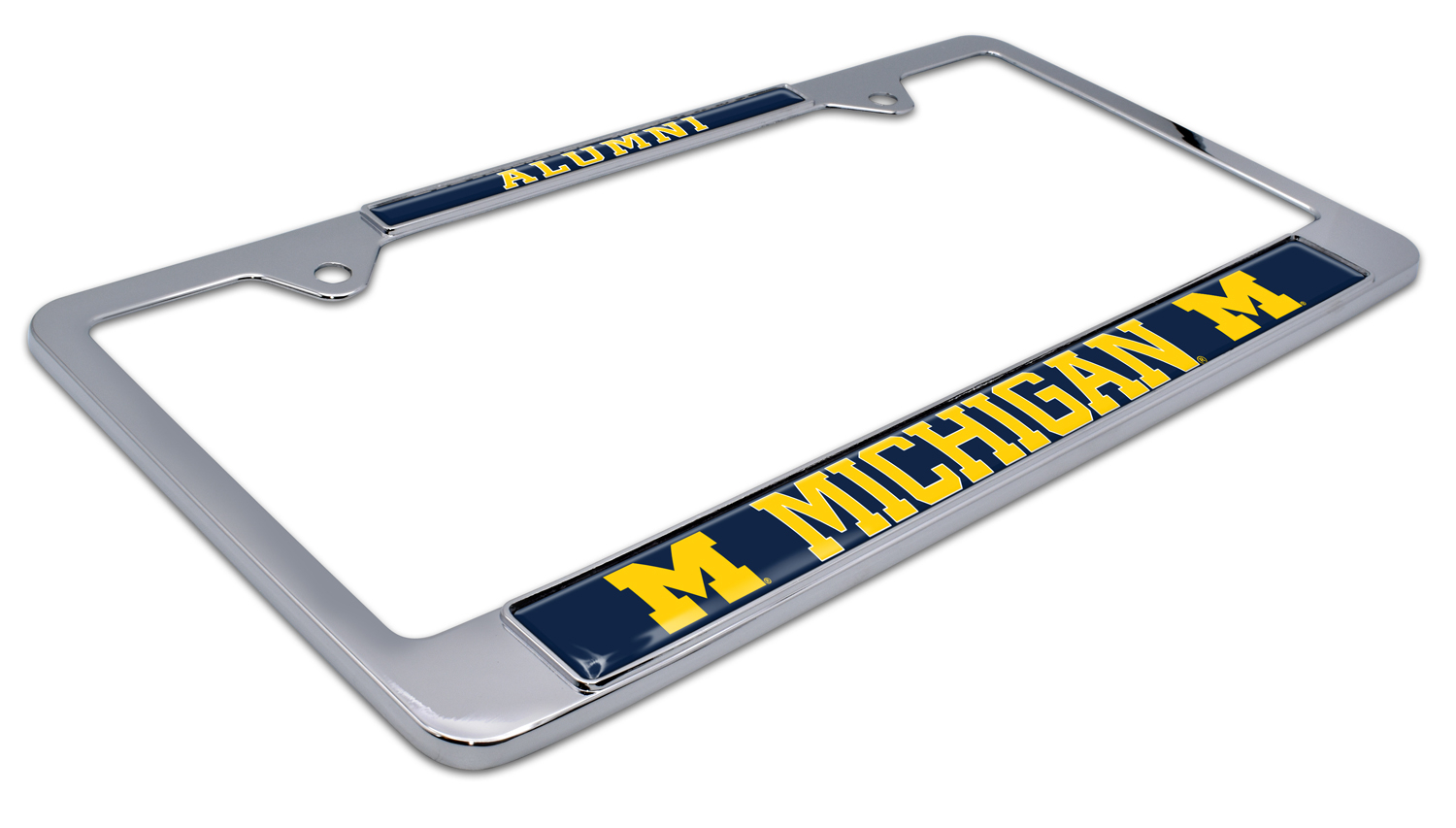 Team ProMark Auto Cornice Porta Targa Università Del Michigan, Colori Della Squadra, Acciaio Inox, Adatta A Tutte Le Targhe