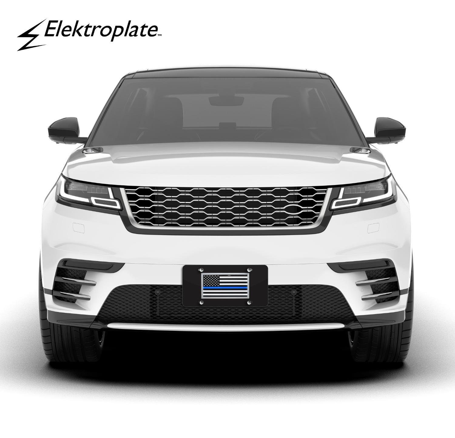 thumbnail interactive-video image 1 of Support Law Enforcement License Plate Frame – Police Blue Line Sheriff Design (Black) 1 of 3