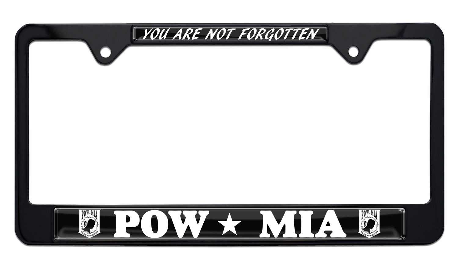 thumbnail image 2 of 4 Black Billet License Plate Frame Bolts – POW MIA Motorcycle Custom Tag Fasteners By CCP 2 of 10