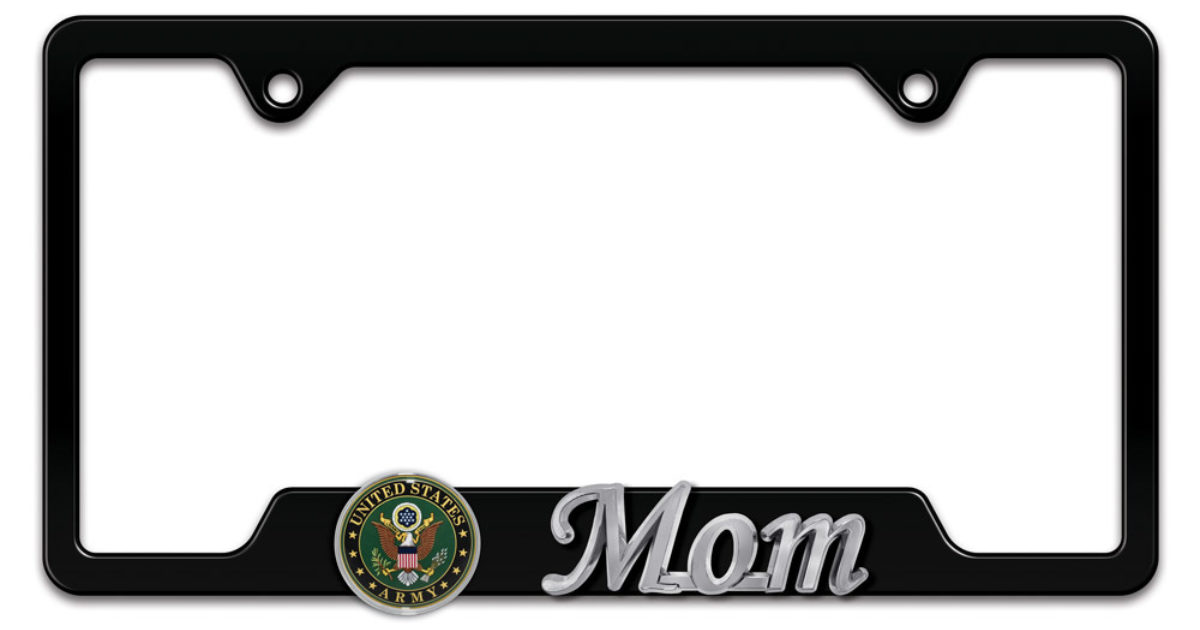 Army Mom 3D Black Metal License Plate Frame | Elektroplate
