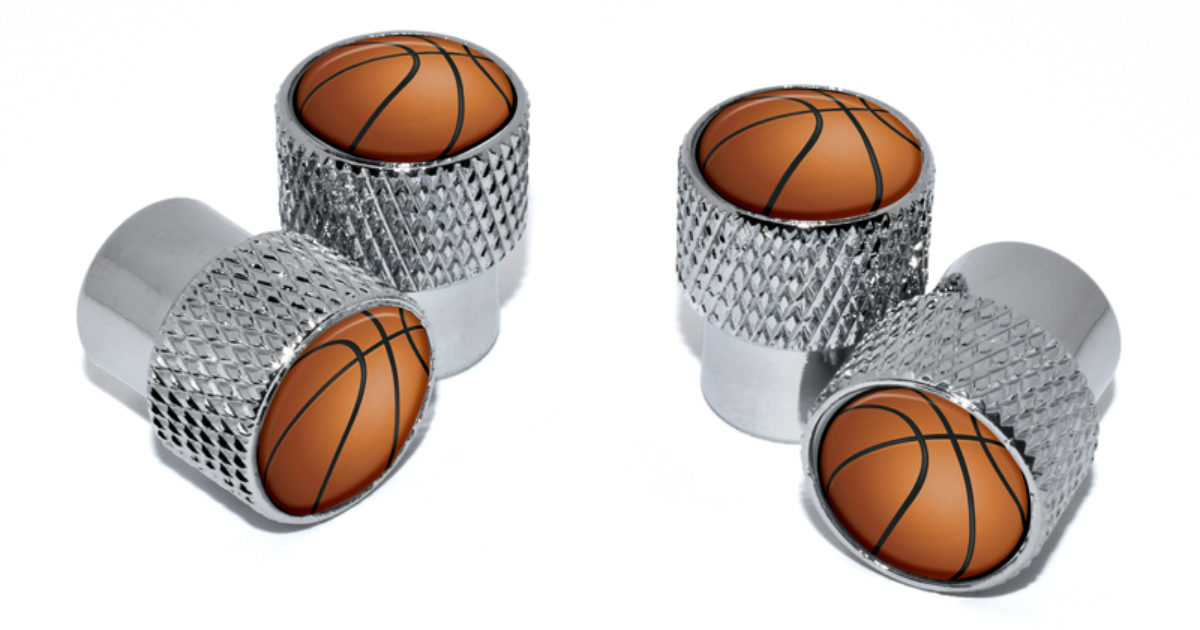 Basketball Valve Stem Caps Chrome Knurling Elektroplate