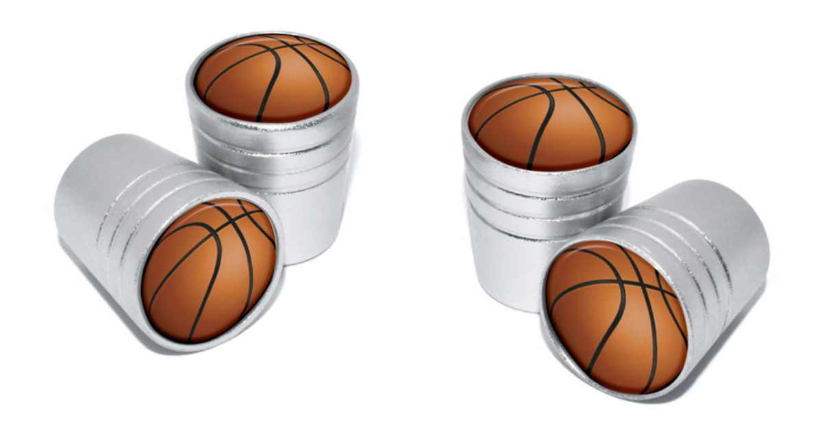 Basketball Valve Stem Caps Matte Chrome Elektroplate