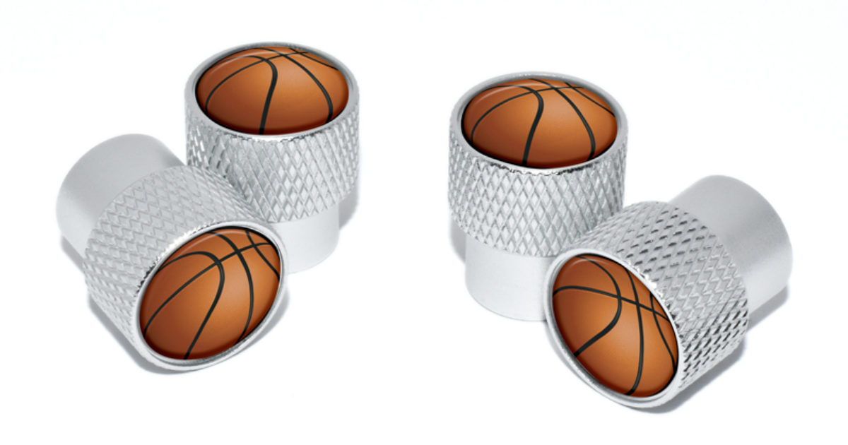 Basketball Valve Stem Caps Matte Knurling Elektroplate
