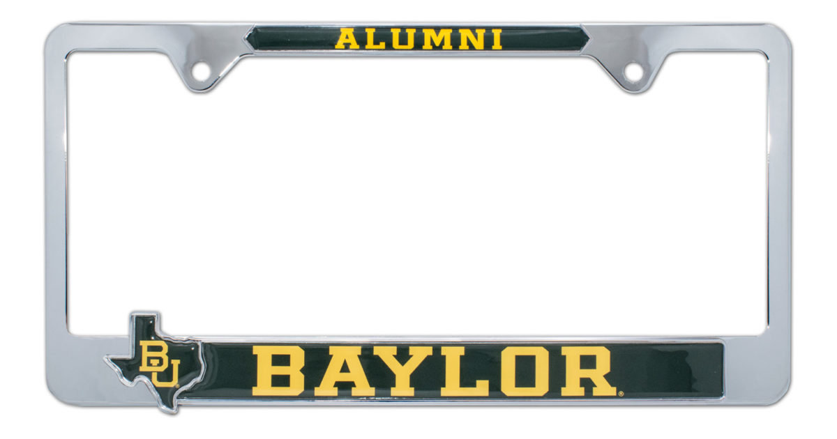 Baylor Alumni License Plate Frame With 3d Texas Shape 