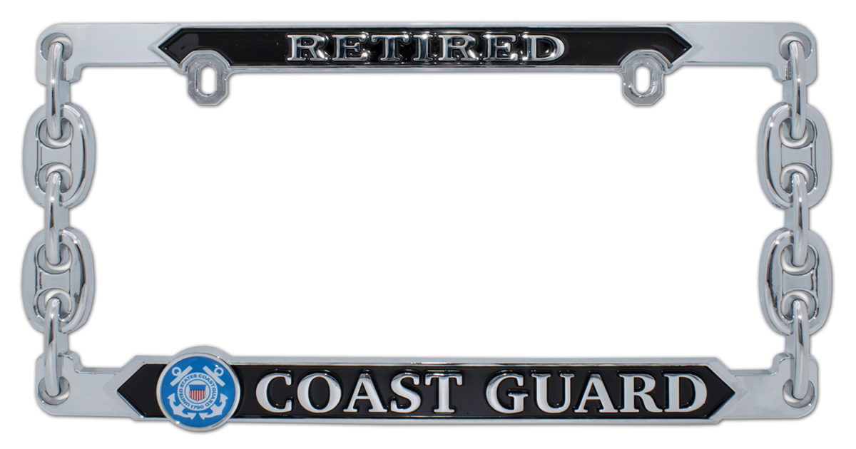 Coast Guard Retired 3D License Plate Frame | Elektroplate