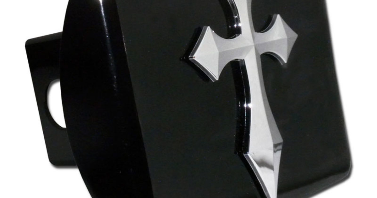 Pointed Cross Black Hitch Cover | Elektroplate