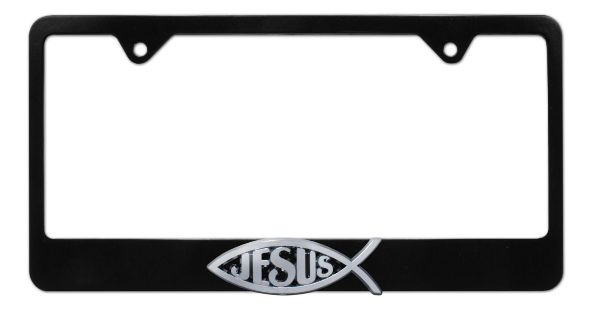 Christian Fish Jesus Black License Plate Frame Elektroplate