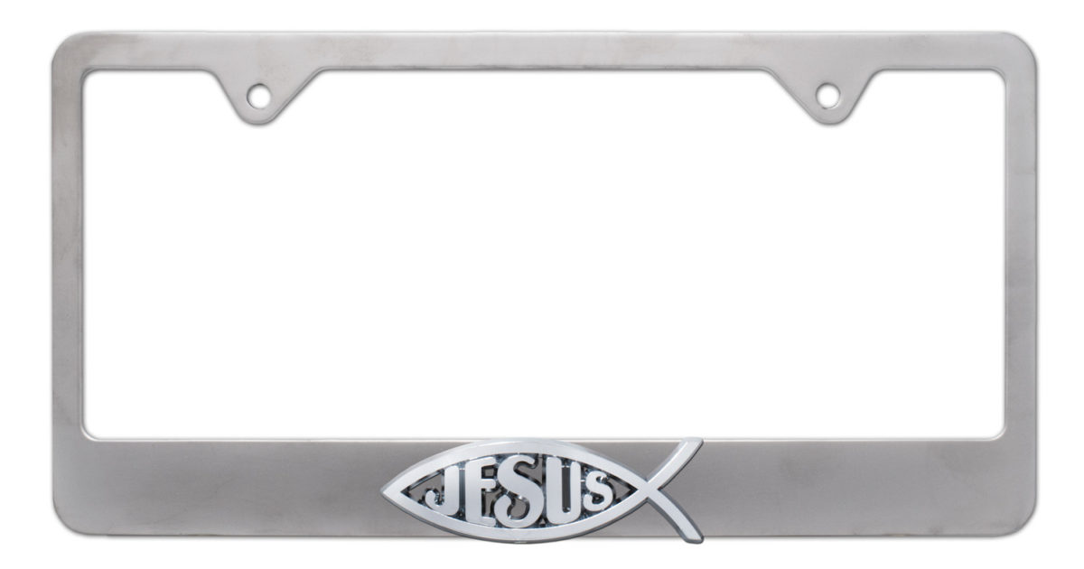 Christian Fish Jesus Brushed License Plate Frame Elektroplate