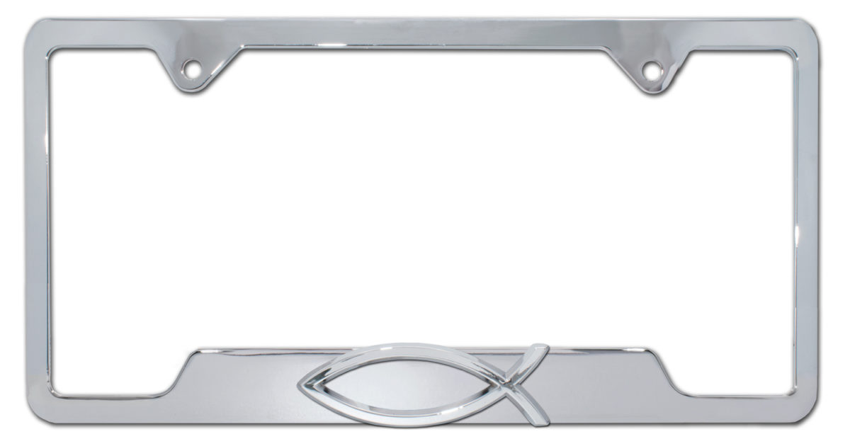 Christian Fish Chrome Open License Plate Frame Elektroplate