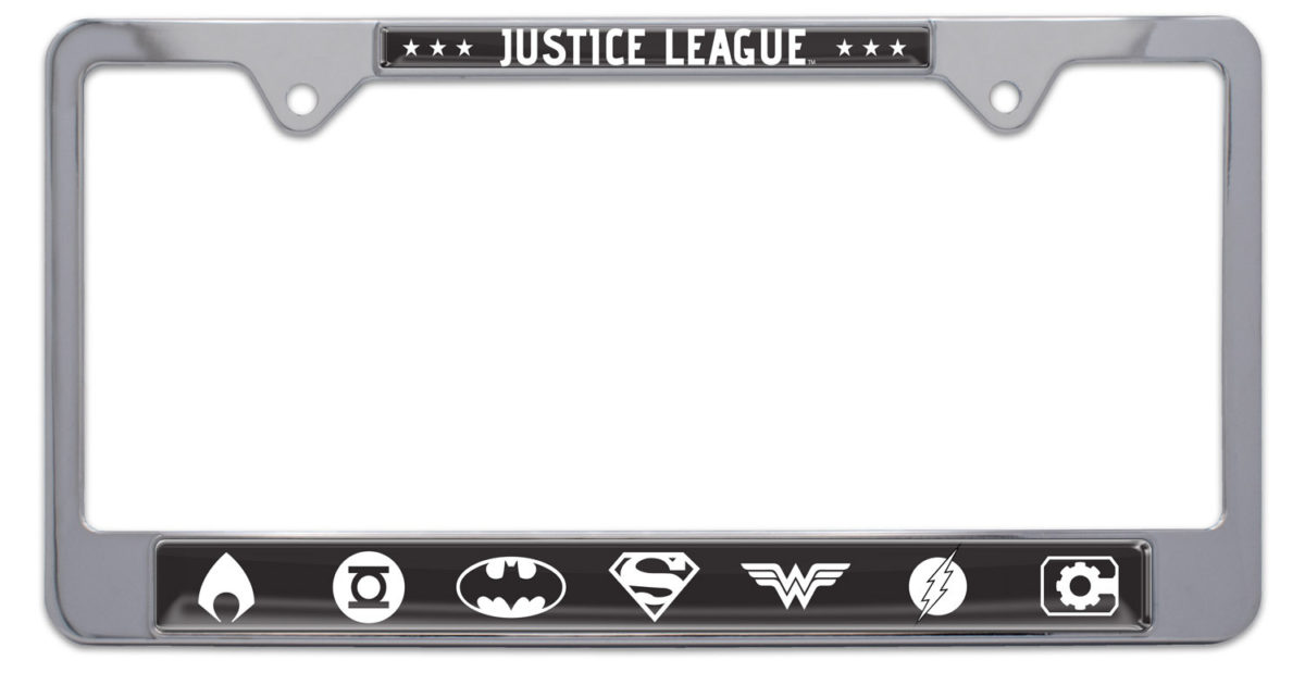 Justice League B&W Chrome License Plate Frame | Elektroplate