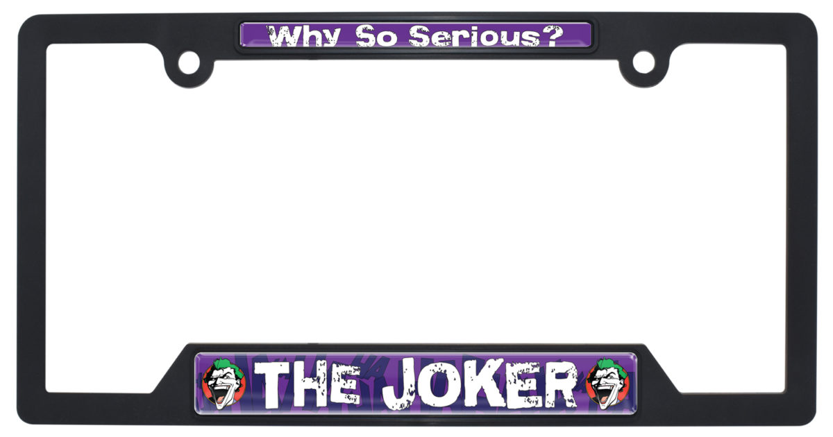 Joker Black Plastic Open License Plate Frame | Elektroplate