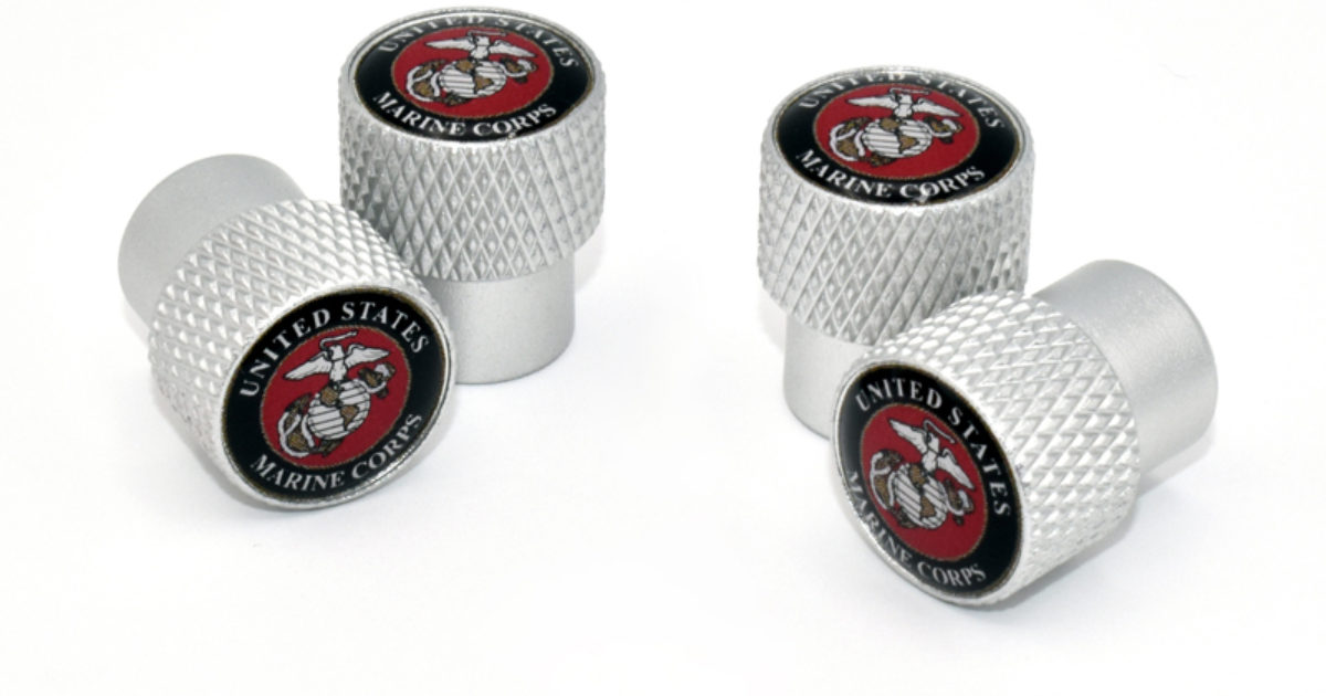 Marine Valve Stem Caps Matte Knurling Elektroplate