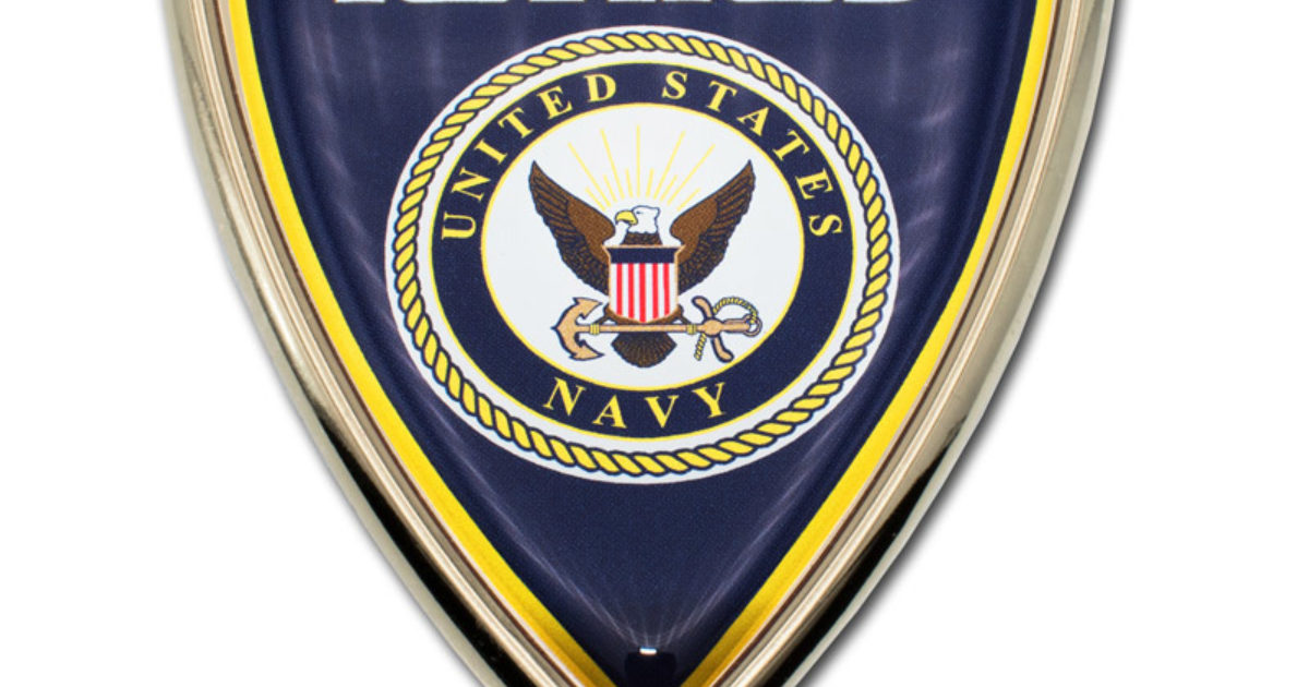 Navy Retired Shield Chrome Emblem | Elektroplate