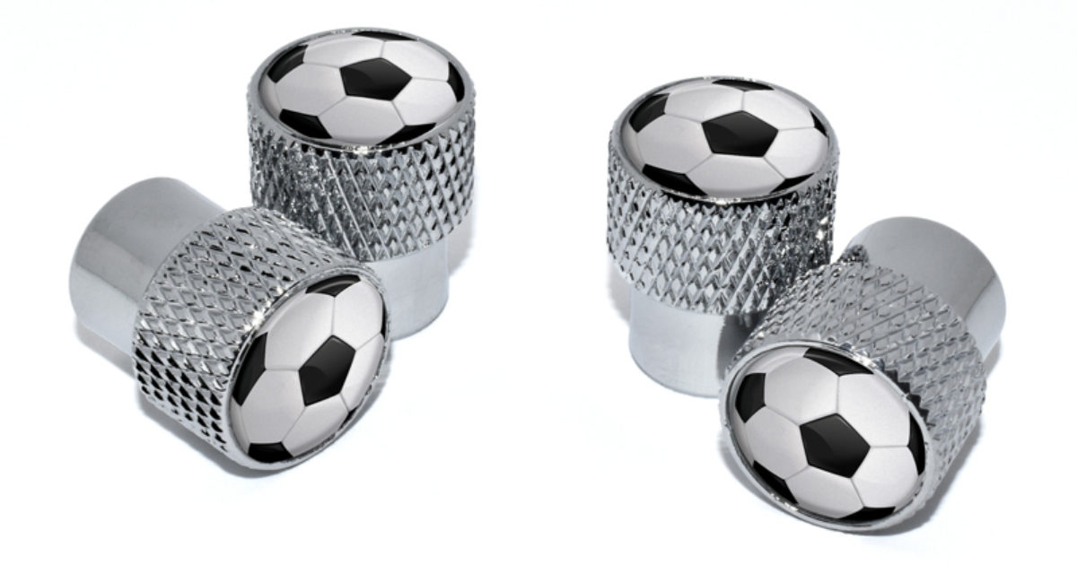 Soccer Ball Valve Stem Caps Chrome Knurling Elektroplate