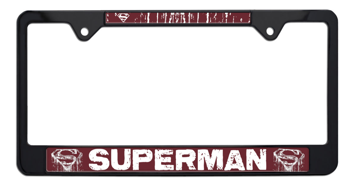 Superman Distressed Black License Plate Frame | Elektroplate