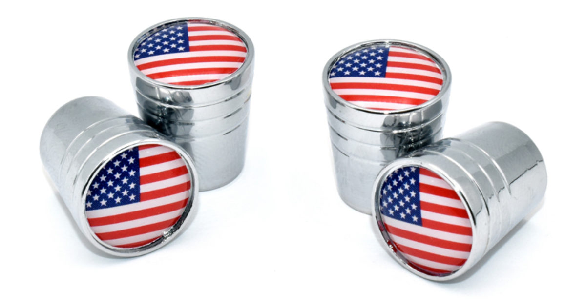 USA Valve Stem Caps Chrome Smooth Elektroplate