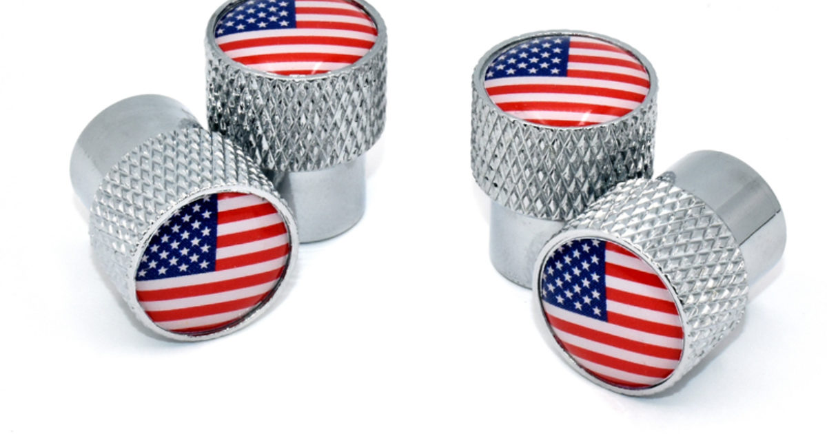 USA Valve Stem Caps Chrome Knurling Elektroplate