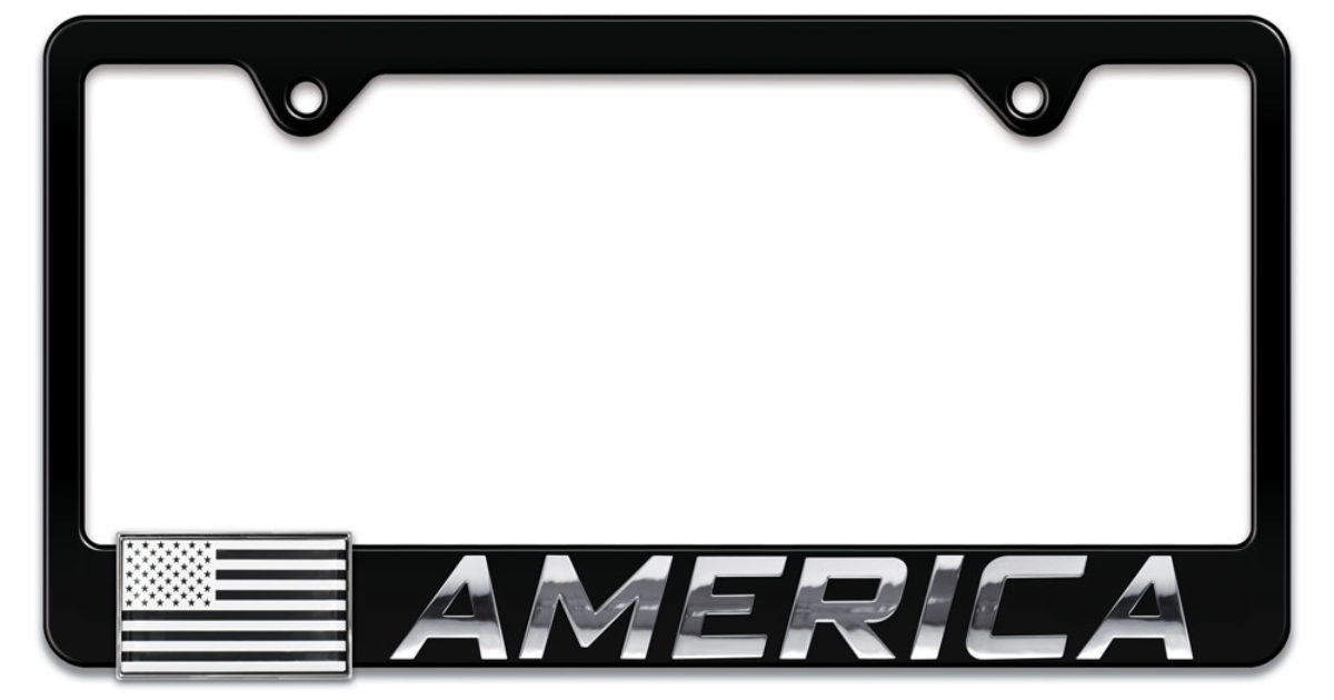 Inv Plate 3D American Inverted Flag Black License Plate Frame | Elektroplate