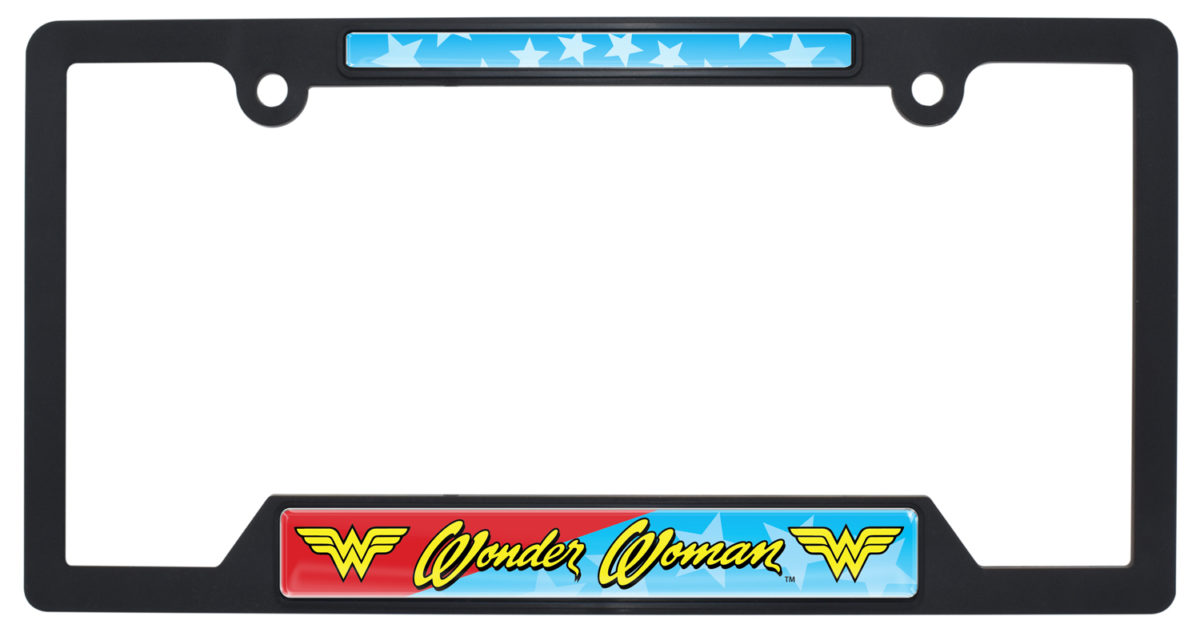 Wonder Woman Black Plastic Open License Plate Frame | Elektroplate