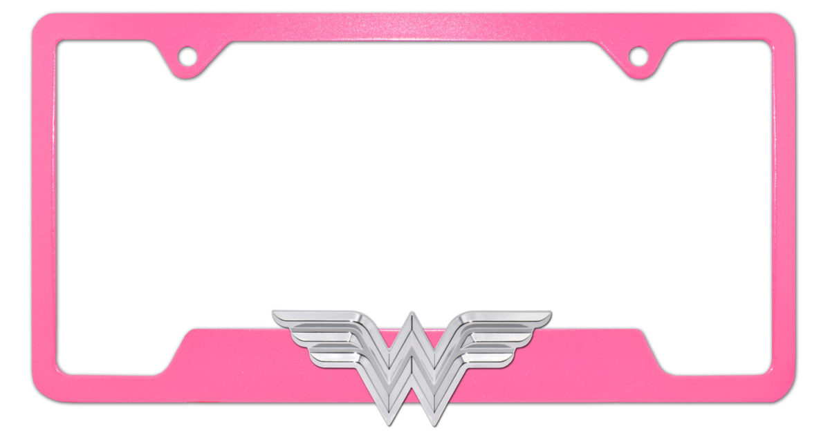 Wonder Woman 3D Pink Open License Plate Frame | Elektroplate