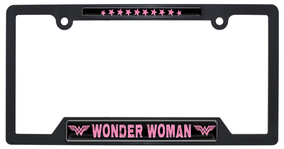 Wonder Woman Pink Black Plastic Open License Plate… | Elektroplate