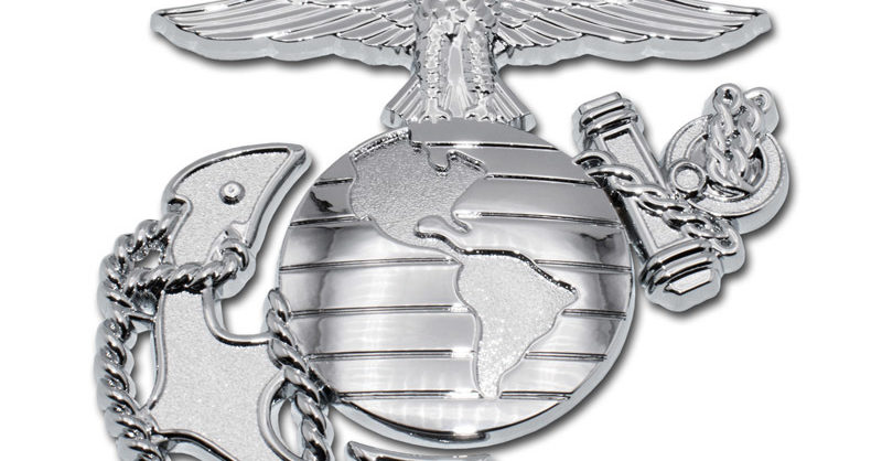 Marines Premium Anchor Chrome Emblem with Silver Accent