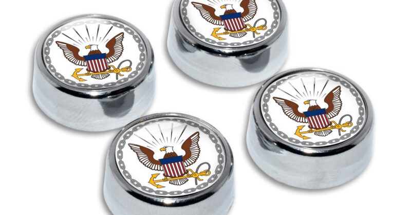 Navy License Plate Frame Screw Caps | Elektroplate