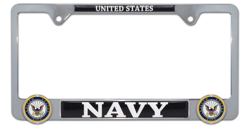Navy 3D Chrome License Plate Frame | Elektroplate