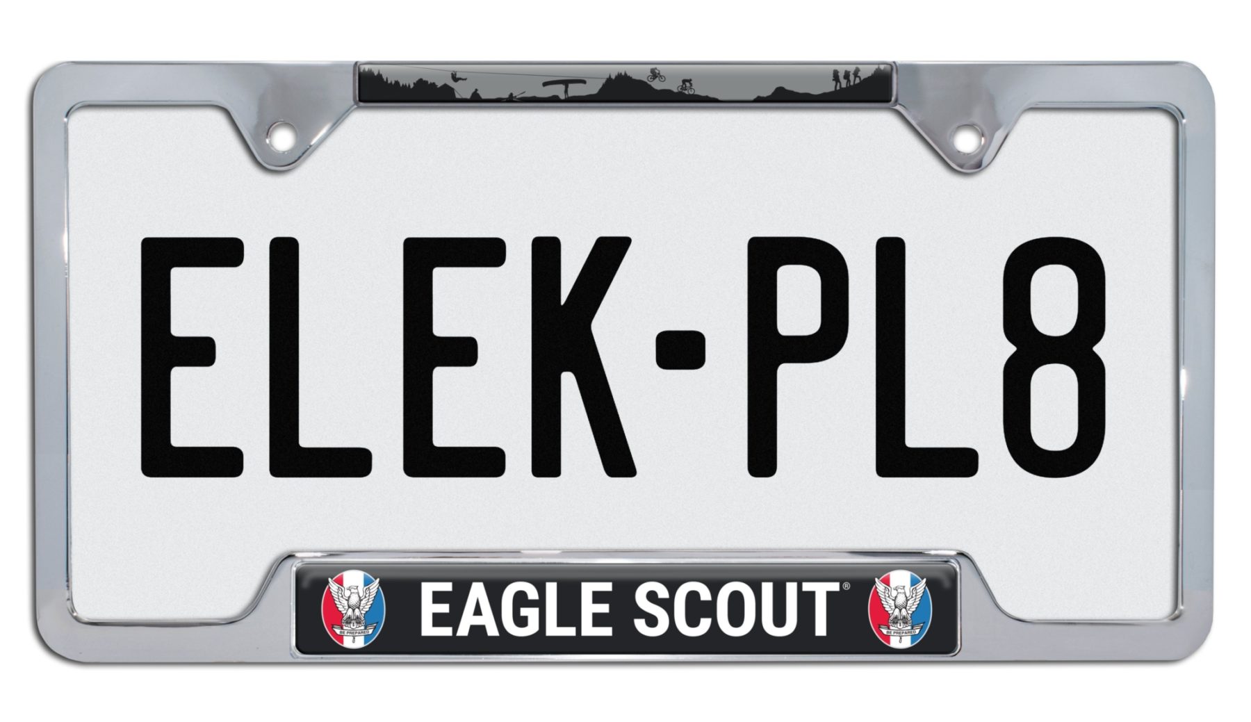 Eagle Chrome Deluxe Metal License Plate Frame For Motorcycles, Scooters & Touring