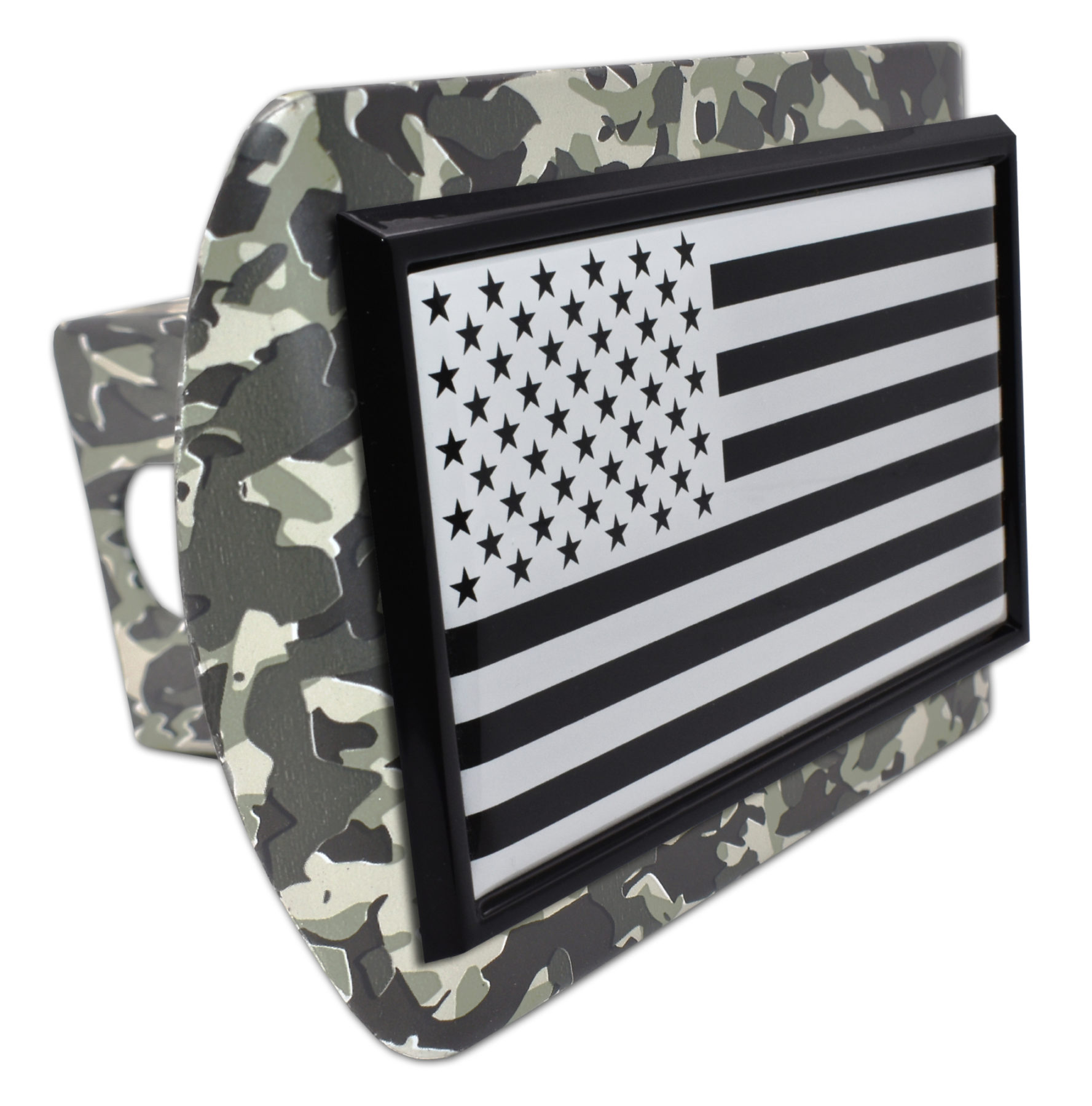 Inverted American Flag Urban Camo Hitch Cover Elektroplate