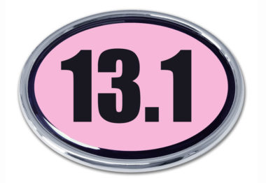13.1 Half Marathon Pink Oval Chrome Emblem image