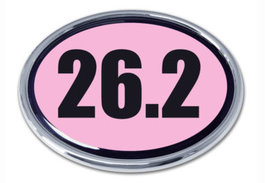26.2 Marathon Pink Oval Chrome Emblem image