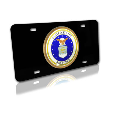 Air Force Seal on Black License Plate image