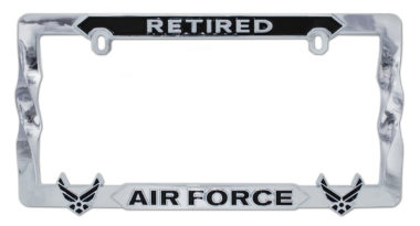 Air Force Retired 3D Black License Plate Frame