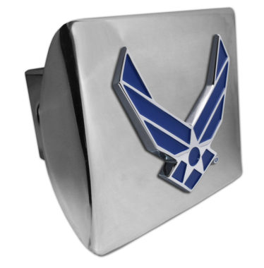 Air Force Wings Blue Emblem on Chrome Hitch Cover
