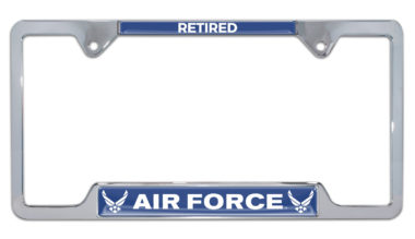 Full-Color Air Force Retired Open License Plate Frame