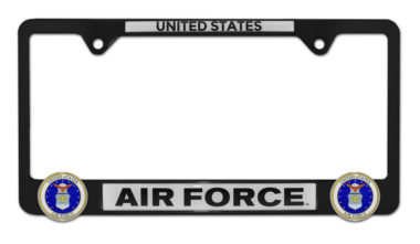 Air Force 3D Black Metal License Plate Frame