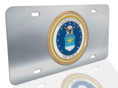 Air Force Seal on Stainless Steel License Plate