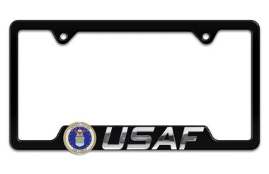 Air Force USAF 3D Black Metal License Plate Frame