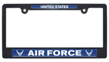 Full-Color US Air Force Black Plastic License Plate Frame image