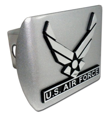 Air Force Wings Emblem on Brushed Hitch Cover