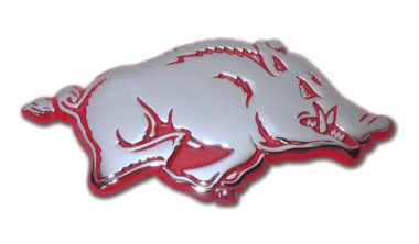 Arkansas Running Hog Red Chrome Emblem image