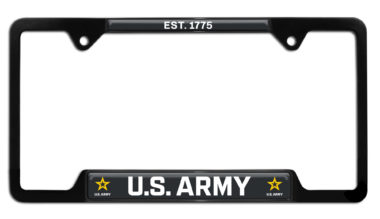 Army 1775 Black Metal Open Corners License Plate Frame image