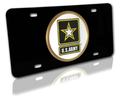 Army Seal Black License Plate