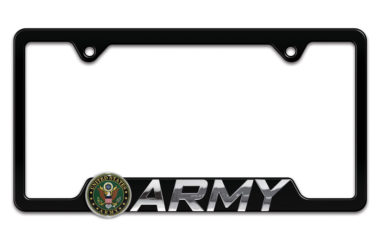 Army 3D Black Cutout Metal License Plate Frame