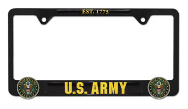 Army 3D Black Metal License Plate Frame