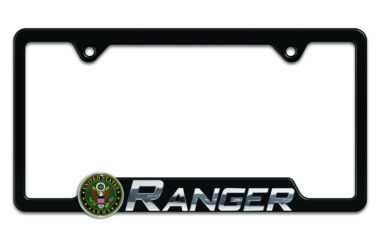 Army Ranger 3D Black Metal License Plate Frame image