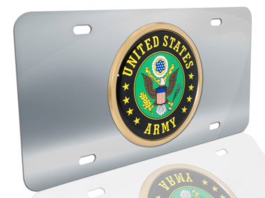 Army Eagle Seal on Stainless Steel License Plate